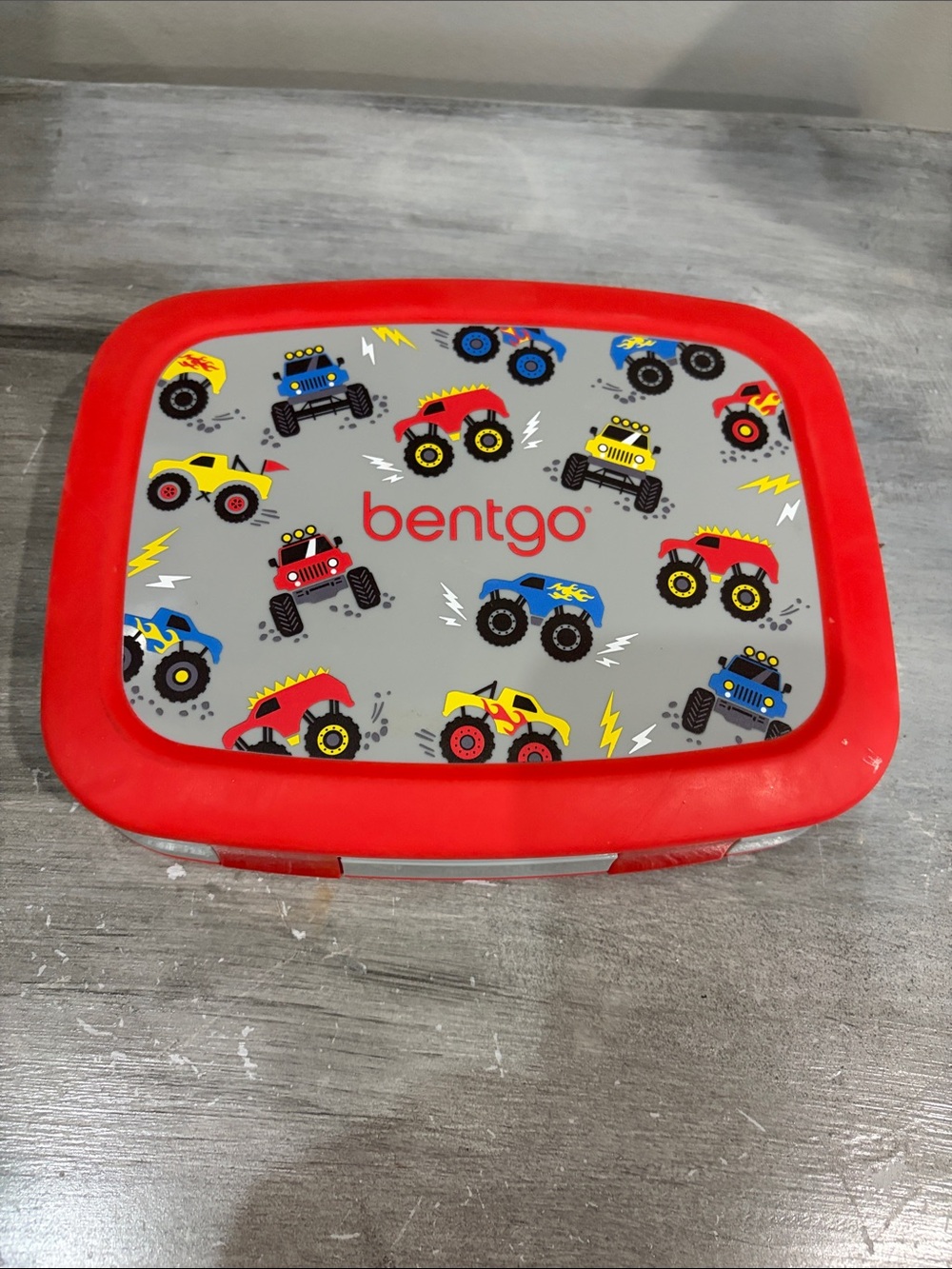 Bentgo Kids Prints 5-Compartment Bento Lunch Box - Monster Trucks Red